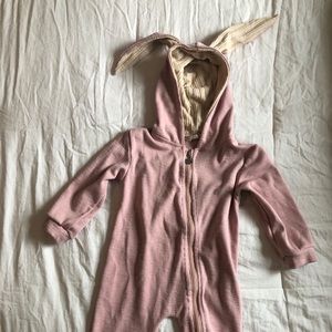 Bunny Baby Hoodie Romper Jumpsuit with Zipper 18-24 months. Pink